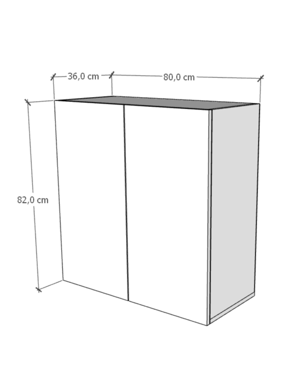 gabinete colgante alto 80cm ancho 2 puertas